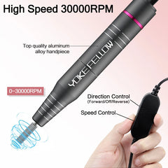 35000/30000RPM Electric Nail Drill Machine for Manicure Milling Cutter Set for Gel Polishing Nail Drill Pen Salon Nail Equipment