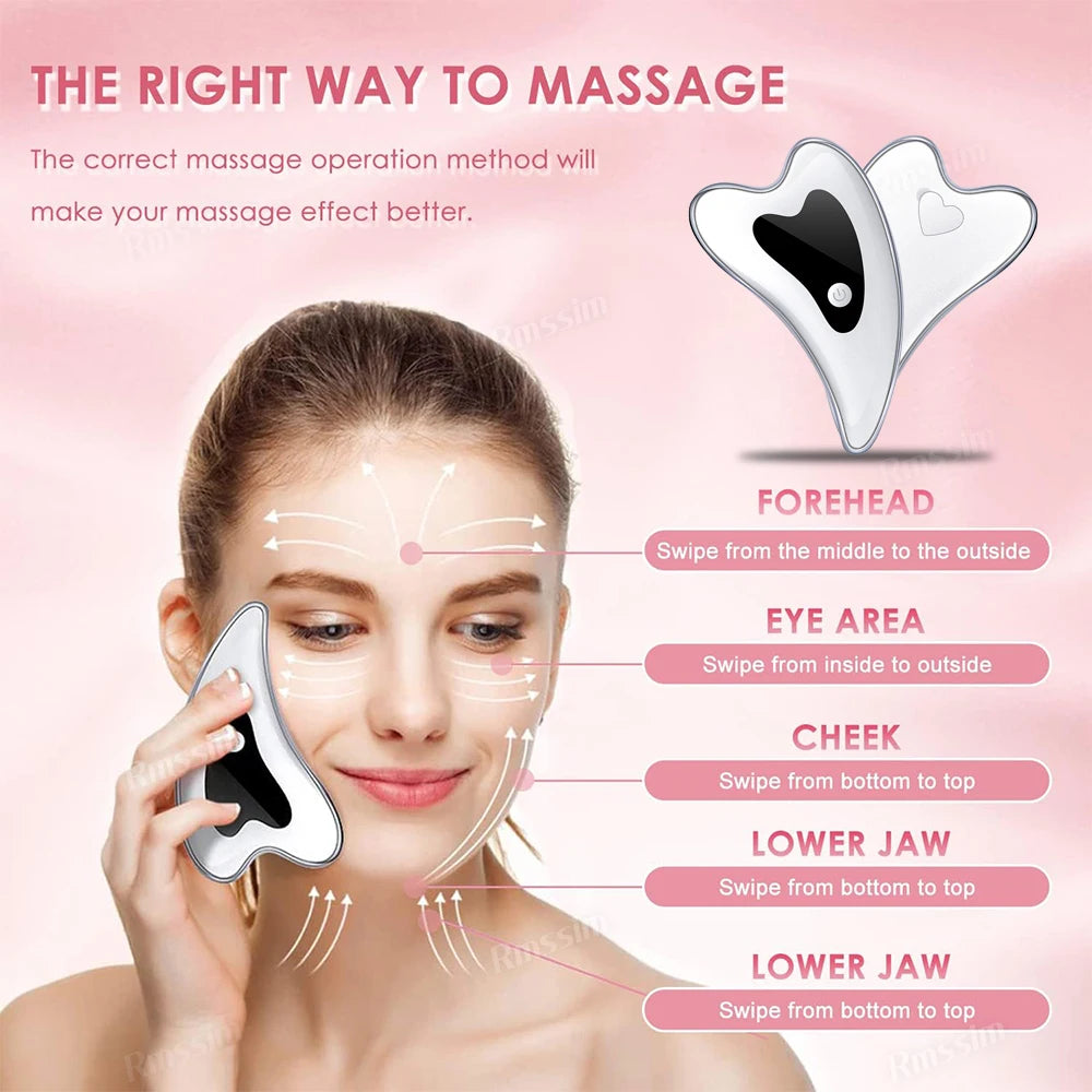 Electric Gua Sha Face Massager Heated Vibration Facial Scraping Tools anti Wrinkles Double Chin Remove Skin Face Lifting Device