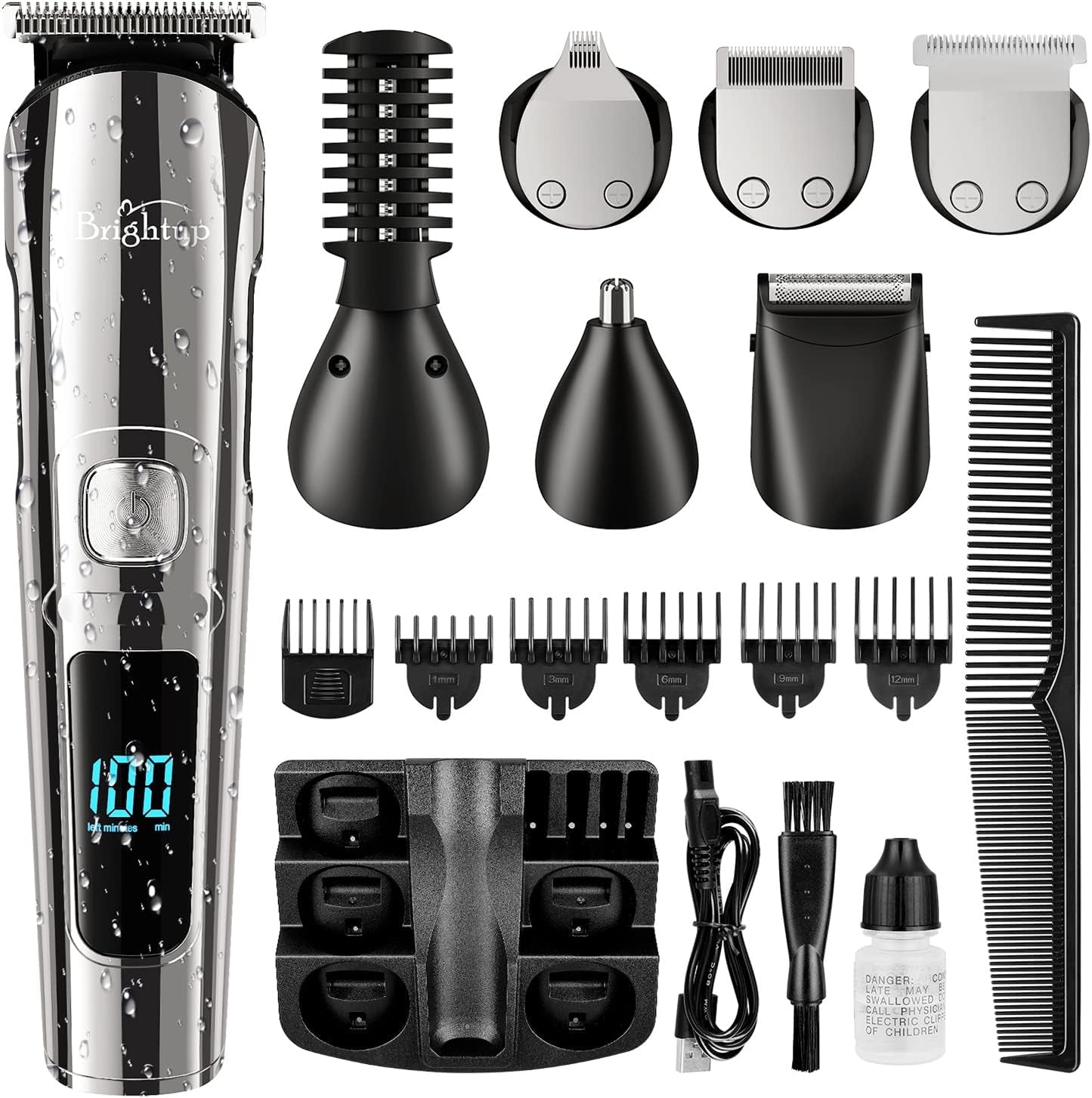 Beard Trimmer for Men - 19 Piece Mens Grooming Kit with Hair Clippers, Electric Razor, Shavers for Mustache, Body, Face, Nose and Ear Hair Trimmer, Gifts for Men, FK-8688T